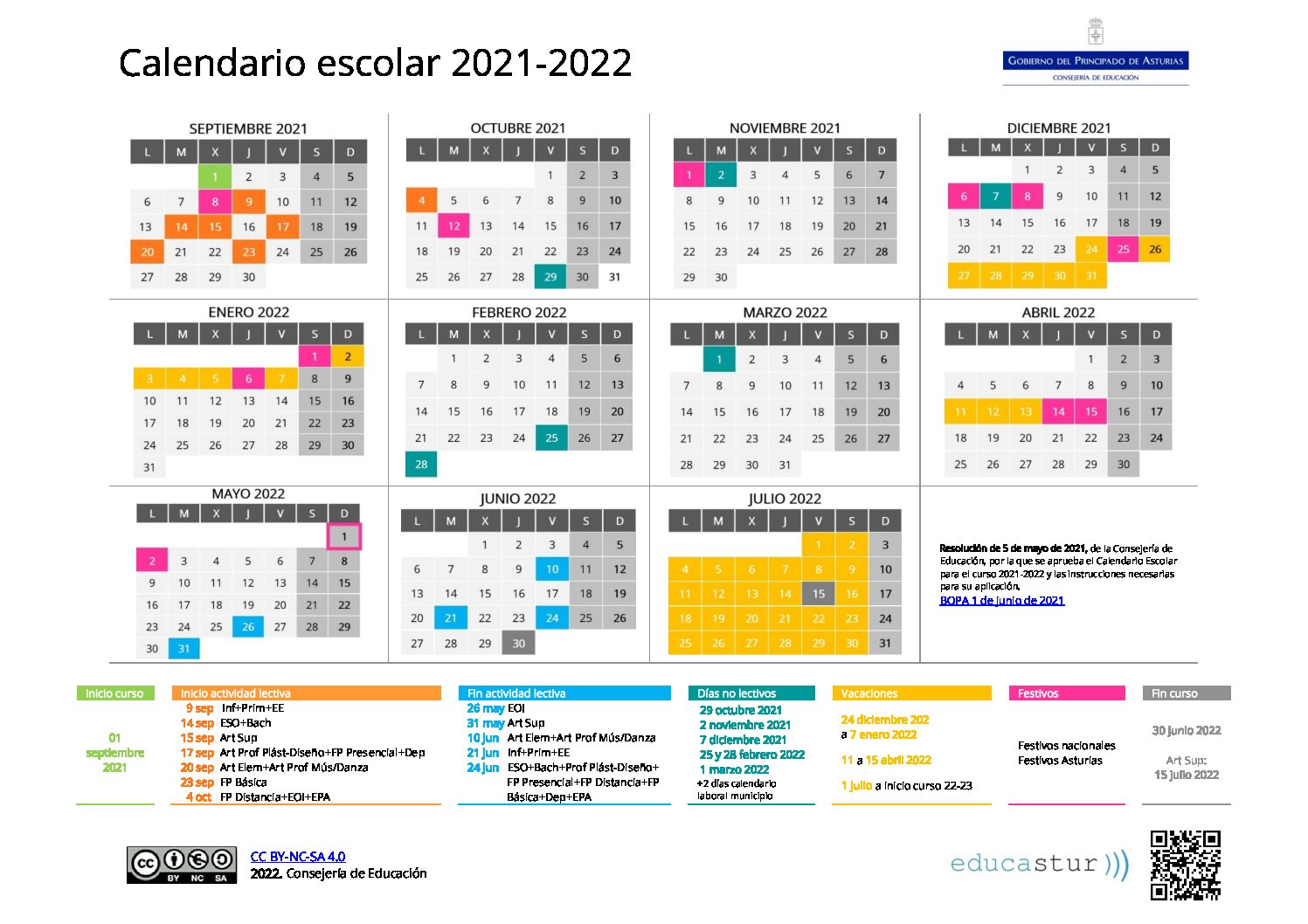 CALENDARIO ESCOLAR 2021/2022